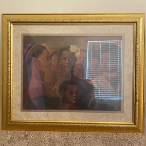 Gold Framed Female Village Wall Decor